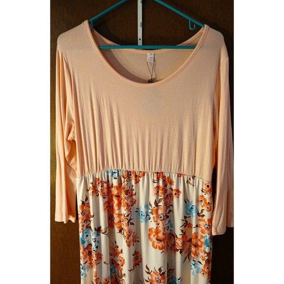Blue Time- 3/4 Sleeve Pink/ Floral  Long Maxi Dress Womens Xlg  NWT SUPER CUTE - Picture 8 of 16